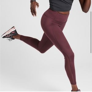 Athleta Lightning Capri Burgundy Supersonic Stash Pocket XS